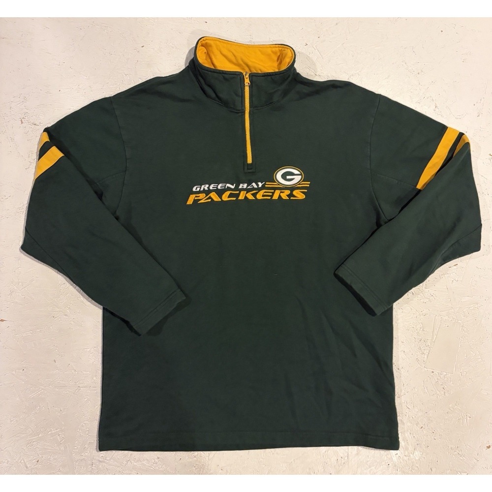 Vintage Green Bay Packers Quarter Zip Sweatshirt Pullover Mens M NFL Football